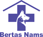 Veterināro zāļu, instrumentu, dzīvnieku barību un papildbarību tirgotāja "Bertas nams" logo un saite uz mājaslapu.