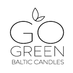 Sveču ražotāja "Baltic Candles Ltd." ekoloģisku un ilgtspējīgu sveču sērijas "Go Green" logo. Saite uz "Baltic Candles" mājaslapu.